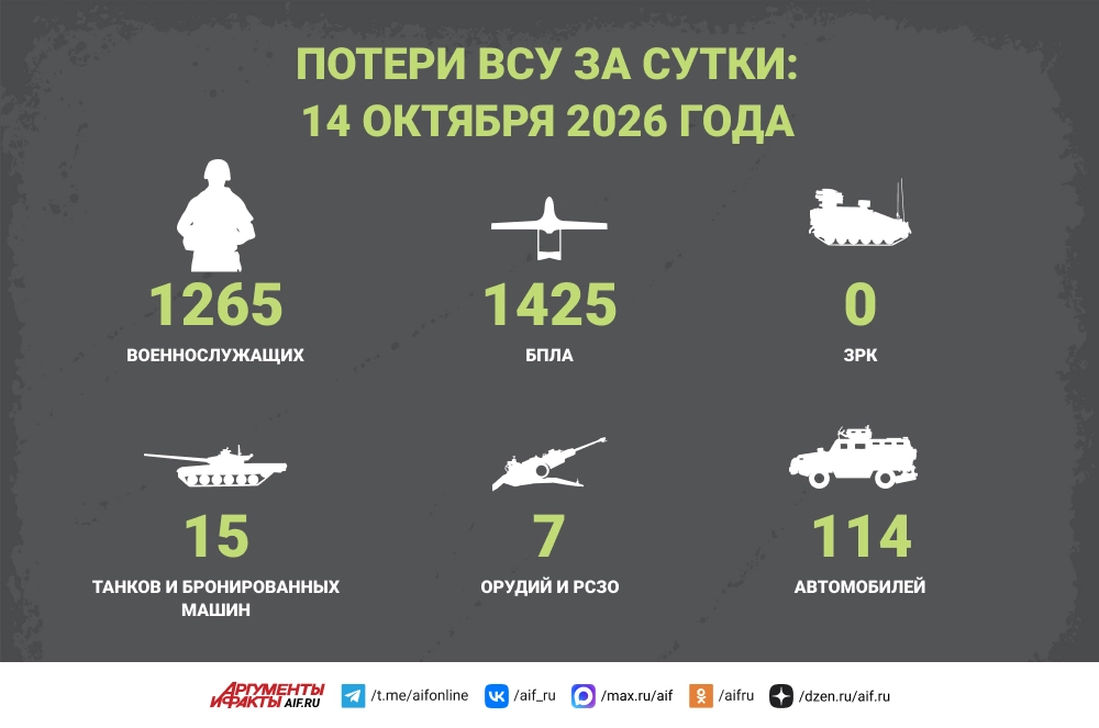 Потери ВСУ за сутки: 14 октября 2026 года