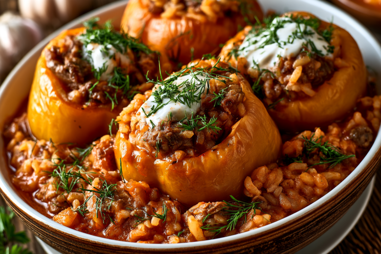 Фаршированные перцы как у бабушки: простой рецепт с мясом, рисом и подливой