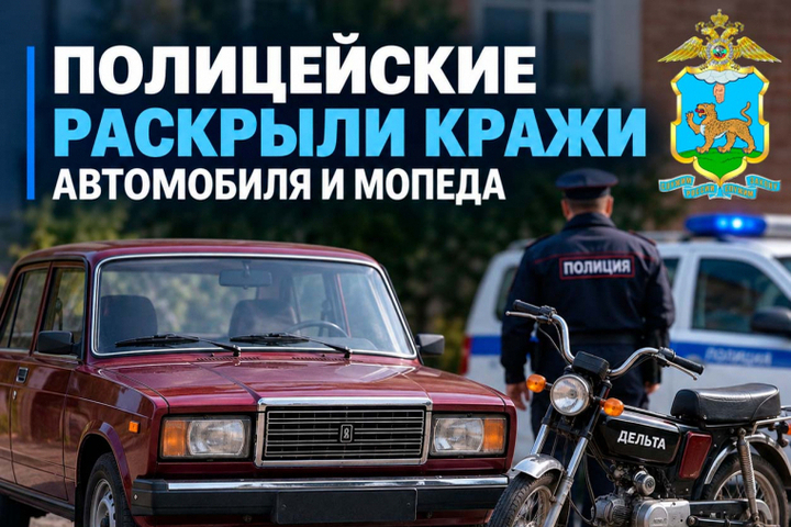 Полиция Псковской области раскрыла две кражи: угнанный автомобиль и мопед возвращены владельцам