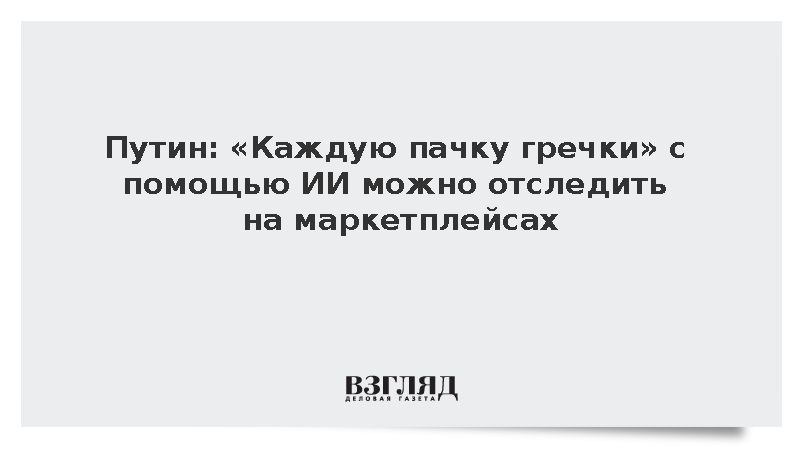 Путин: С помощью ИИ можно проследить каждую пачку гречки и ее качество