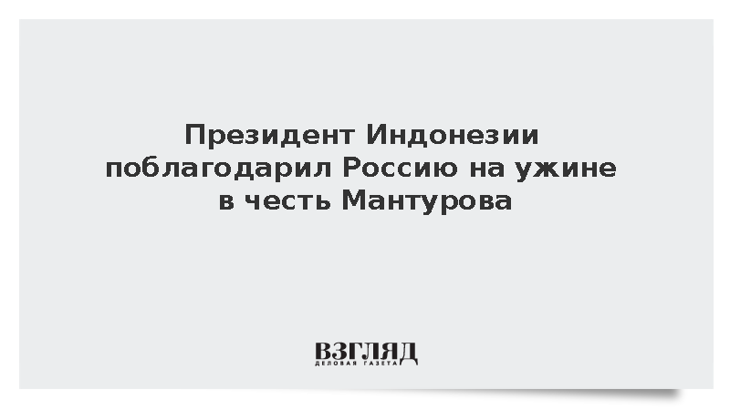 Президент Индонезии устроил ужин в честь первого вице-премьера России Мантурова