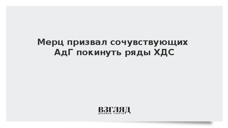 Канцлер ФРГ Мерц потребовал от сторонников АдГ покинуть партию ХДС