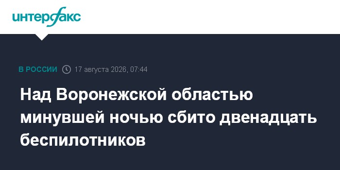 Над Воронежской областью минувшей ночью сбито двенадцать беспилотников