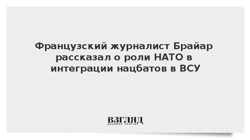 Журналист Брайар: НАТО помогло интегрировать нацбаты в ВСУ