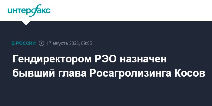 Гендиректором РЭО назначен бывший глава Росагролизинга Косов