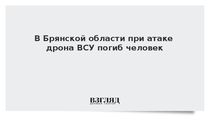 В Брянской области при атаке дрона ВСУ погиб человек