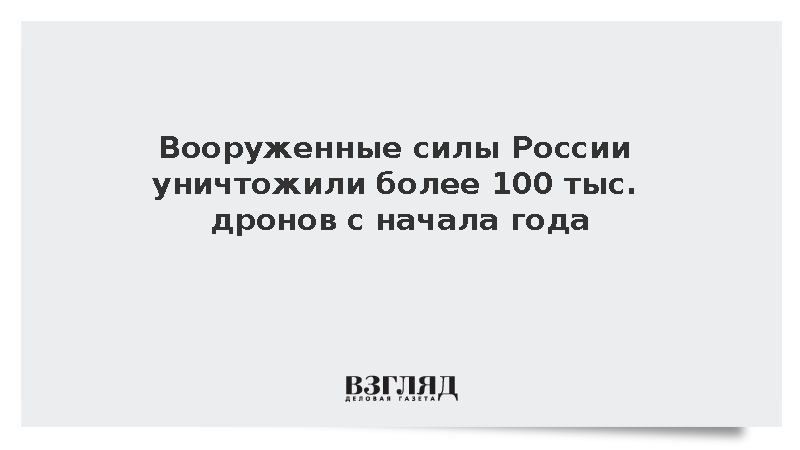 Вооруженные силы России уничтожили более 100 тыс. дронов с начала года