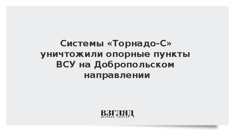 Системы «Торнадо-С» уничтожили опорные пункты ВСУ на Добропольском направлении