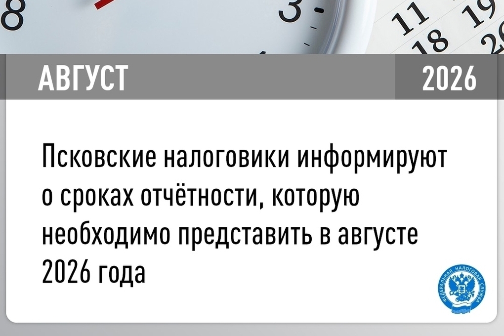 Налоговая служба напомнила псковичам о сроках уплаты и отчётности в августе