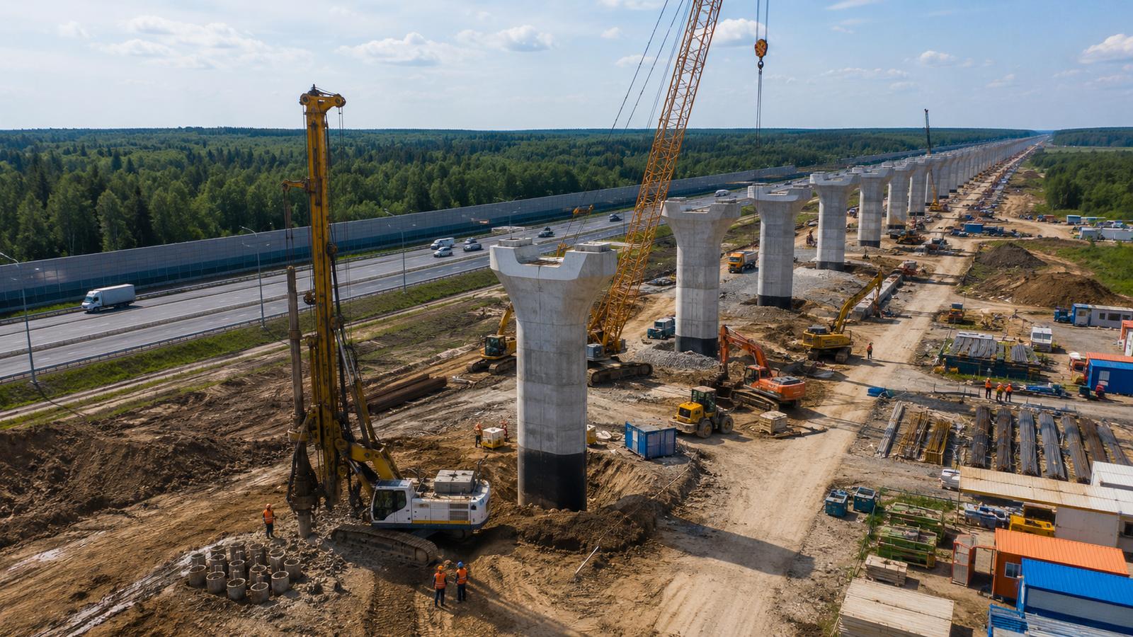 ВСМ Москва — Санкт-Петербург: готова больше половины опор крупнейшей эстакады