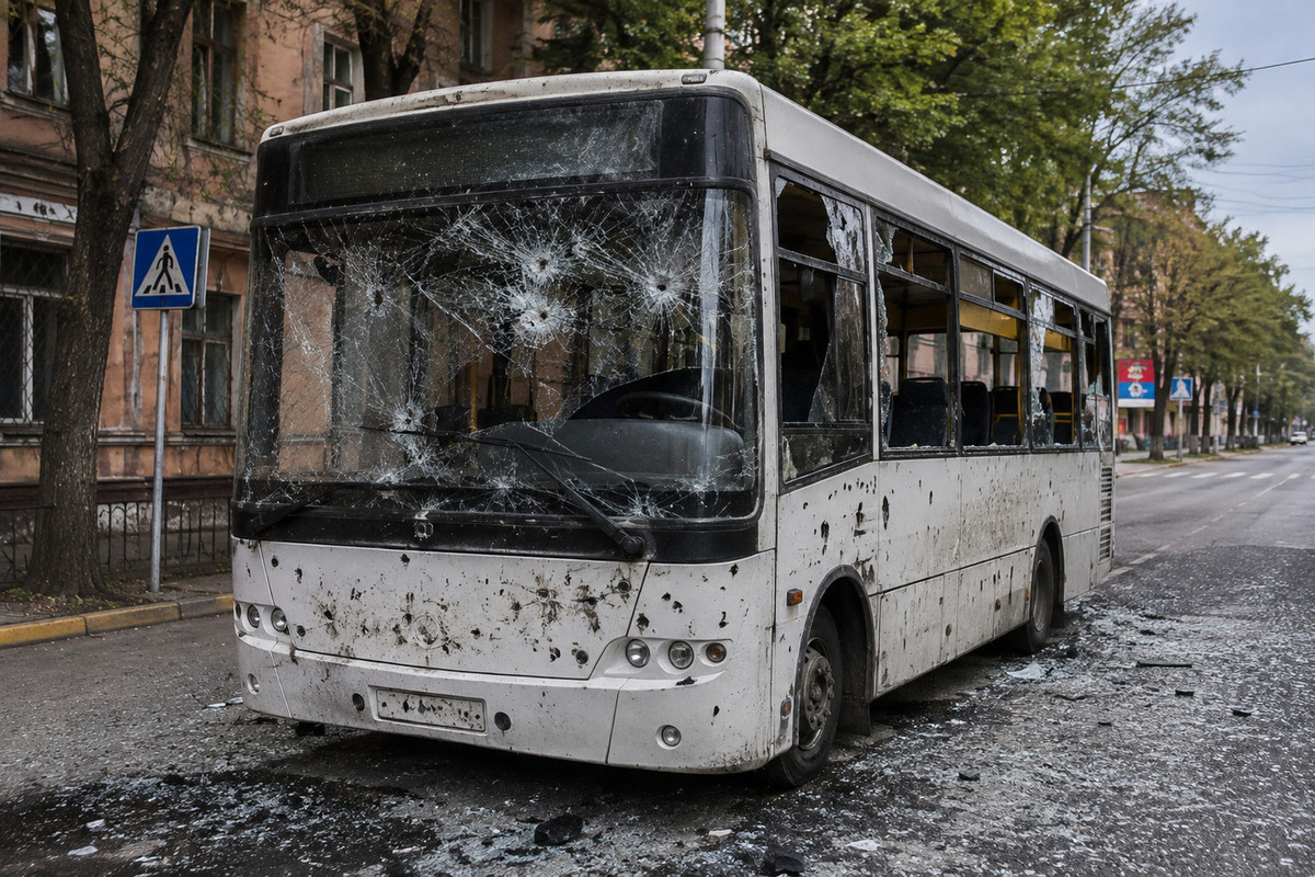 Беспилотник ударил по автобусу в центре Горловки