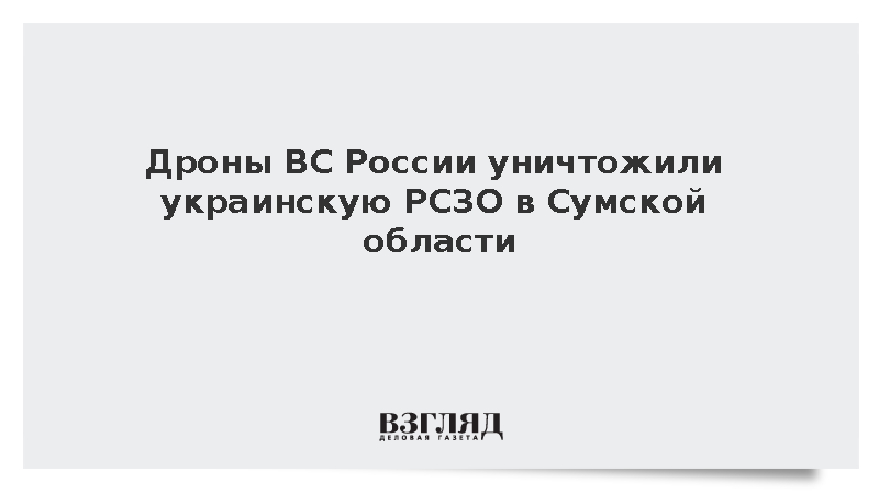 Дроны ВС России уничтожили украинскую РСЗО в Сумской области
