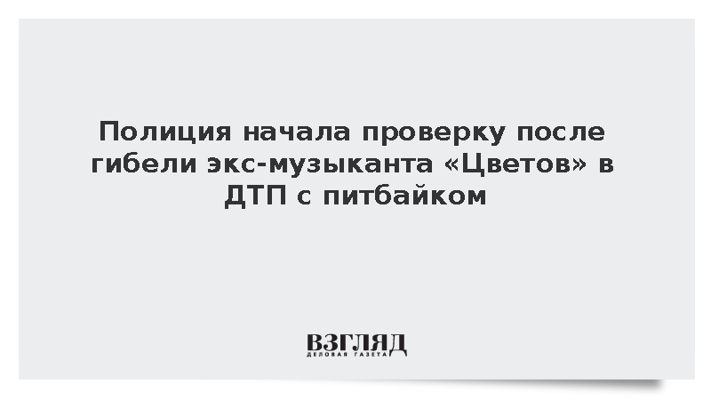Полиция начала проверку после гибели экс-музыканта «Цветов» в ДТП с питбайком