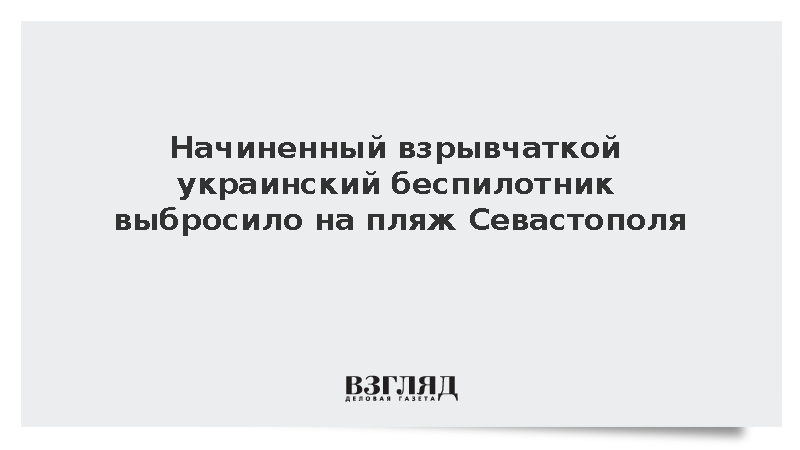 Начиненный взрывчаткой украинский беспилотник выбросило на пляж Севастополя