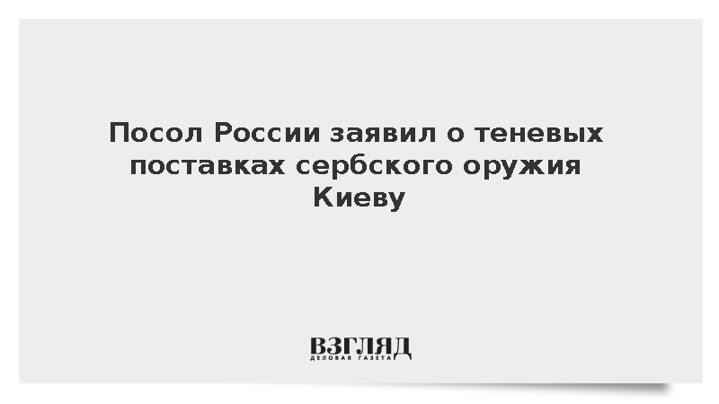 Посол Боцан-Харченко заявил о теневых поставках сербского оружия Киеву