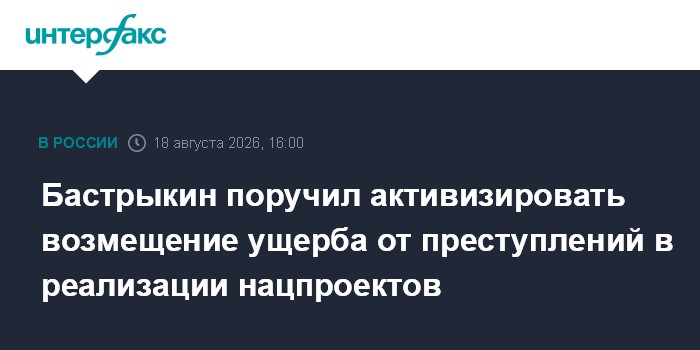 Бастрыкин поручил активизировать возмещение ущерба от преступлений в реализации нацпроектов