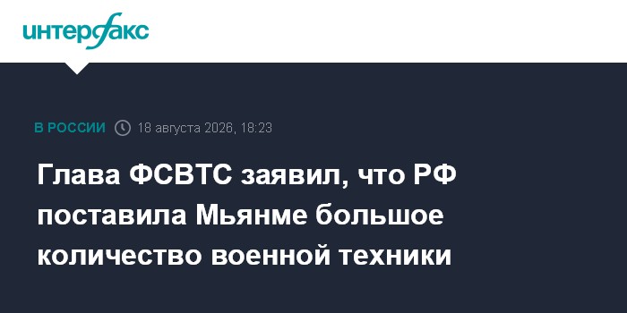 Глава ФСВТС заявил, что РФ поставила Мьянме большое количество военной техники