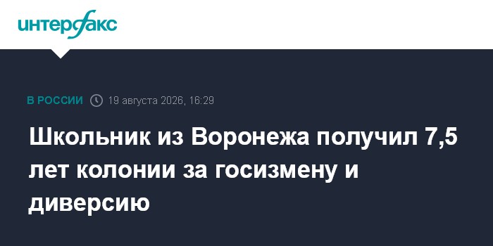 Школьник из Воронежа получил 7,5 лет колонии за госизмену и диверсию