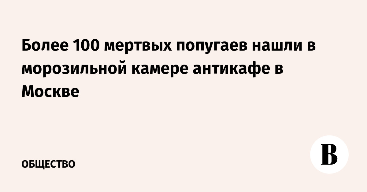 Более 100 мертвых попугаев нашли в морозильной камере антикафе в Москве