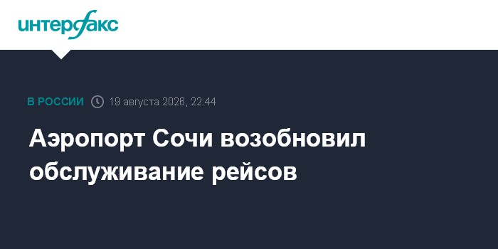 Аэропорт Сочи возобновил обслуживание рейсов