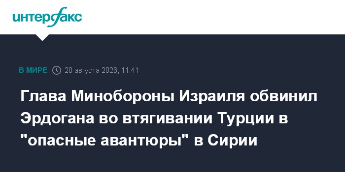 Глава Минобороны Израиля обвинил Эрдогана во втягивании Турции в "опасные авантюры" в Сирии