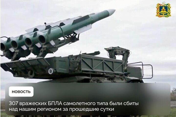 В небе над Брянщиной за сутки сбито 307 беспилотников