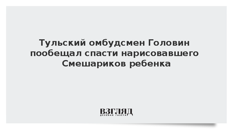 Тульский омбудсмен Головин пообещал защитить нарисовавшего Смешариков ребенка