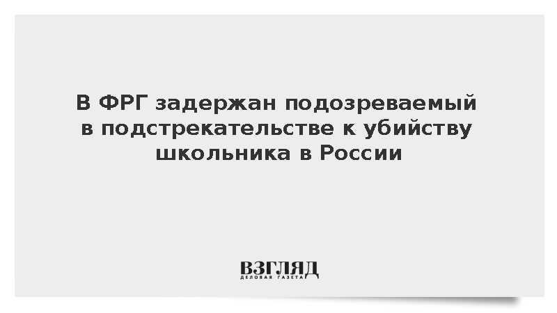В ФРГ задержан подозреваемый в подстрекательстве к убийству школьника в России