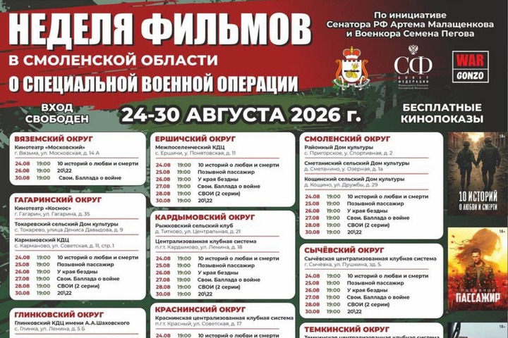 В Смоленской области пройдет Неделя патриотического кино