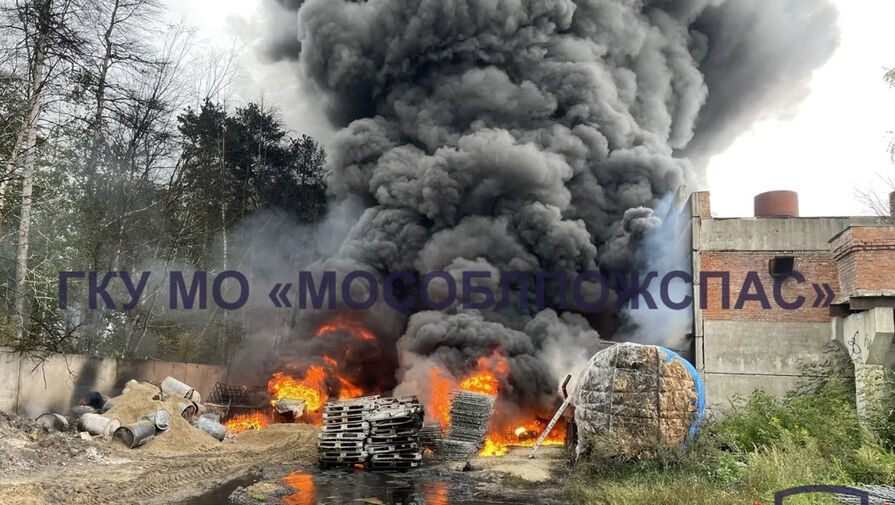 В Подмосковье вспыхнули провода и пластиковые кубы на асфальтовом заводе
