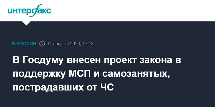 В Госдуму внесен проект закона в поддержку МСП и самозанятых, пострадавших от ЧС