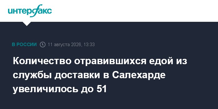 Количество отравившихся едой из службы доставки в Салехарде увеличилось до 51
